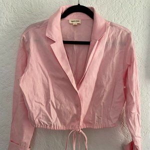 Pink Linen Crop Blouse